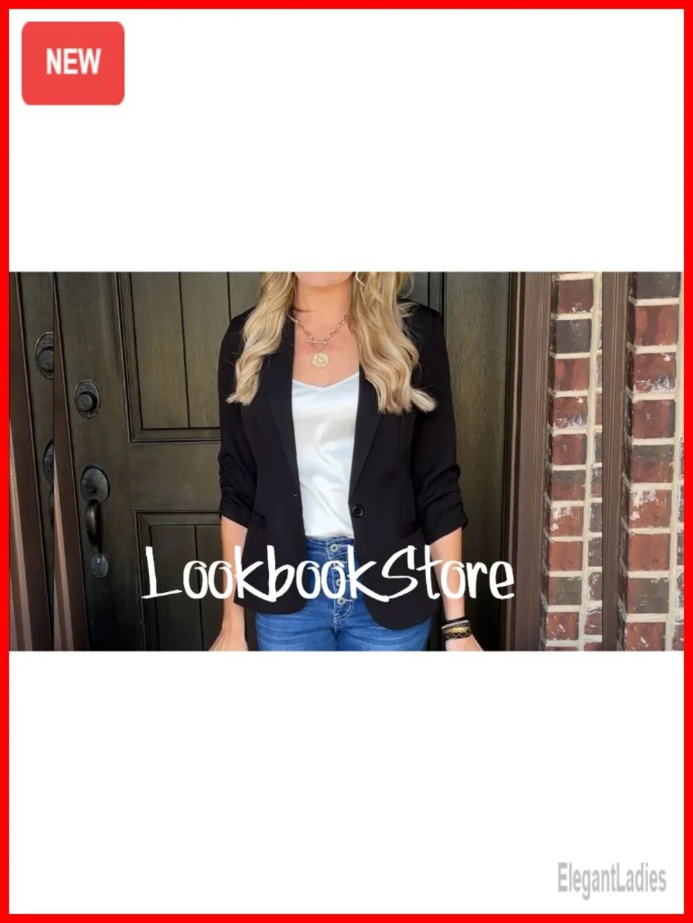 Women's Blazer 3/4 Sleeve Solid Business Casual Suit Jacket